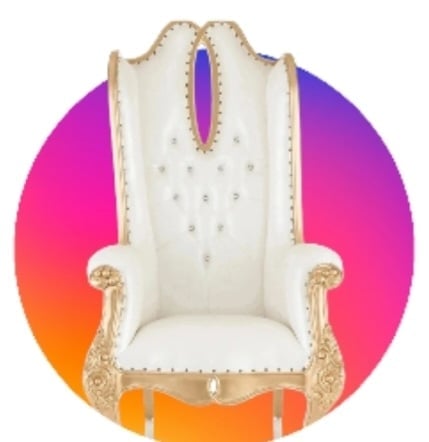 Throne chair rentals in ornate white and gold with purple velvet for parties and Quinceañeras